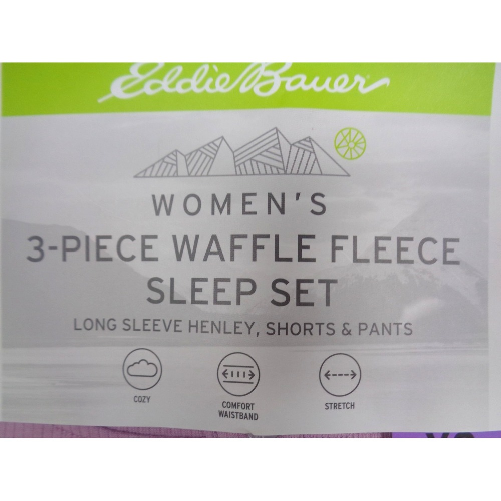 Eddie Bauer Women's‎ 3-Piece Waffle Fleece Sleep Set Pajamas Size XS Purple - Picture 4 of 6